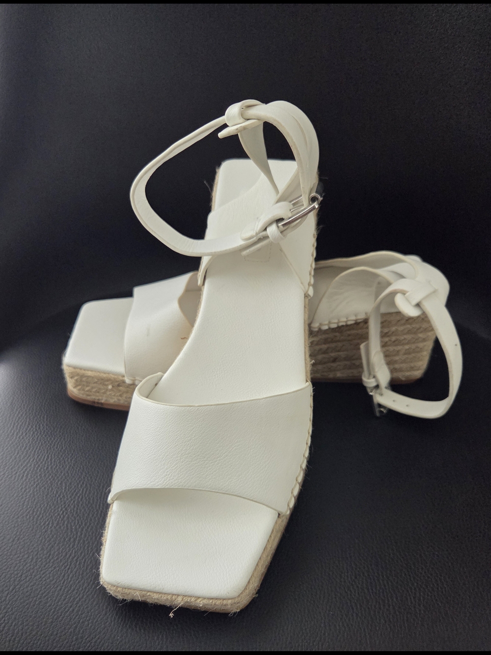 Topshop Cream Espadrille Wedge Sandals with Ankle Strap